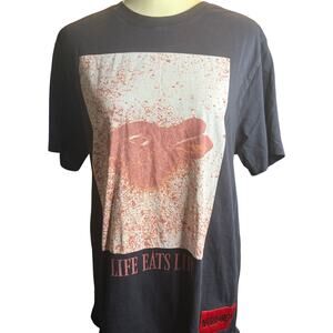 Nature is Metal Life Eats Life Graphic Tee, Rabbit, Streetwear, Black, Large